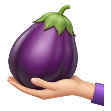 Hand on eggplant sticker