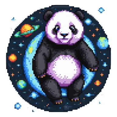 panda floating in space sticker