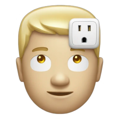 human with US power socket as head sticker