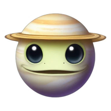planet Saturn with a cartoon smirking lizard face sticker