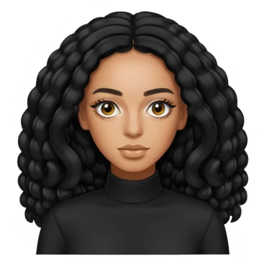 Solange with black long hair, black outfit sticker
