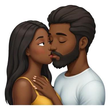 Black man kissing black woman with hair sticker