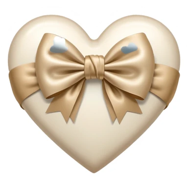 white heart with beige bow sticker
