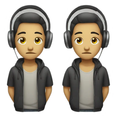 sad boy with headphones sticker