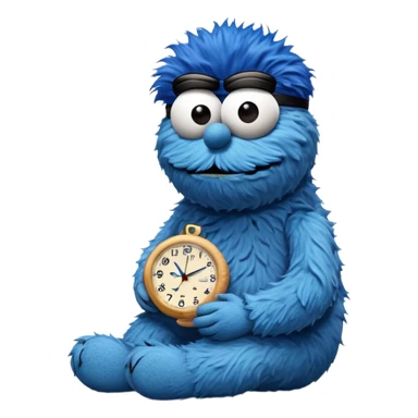 Cookie Monster is looking on his wristwatch impatiently, waiting to eat cookies sticker