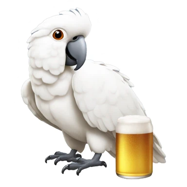 cockatoo holding a beer sticker