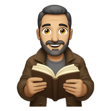 Armenian men reading interesting book and looking at camera and smiling  sticker