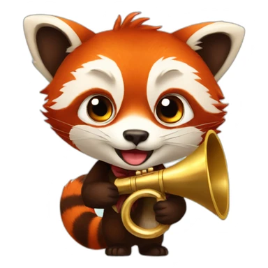 red panda with a brass klaxon horn sticker