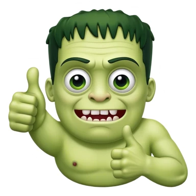 a half ear half thumbs up frankenstein monster blob sticker