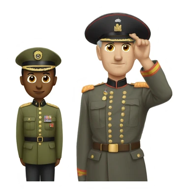 General standing beyond a soldier  sticker