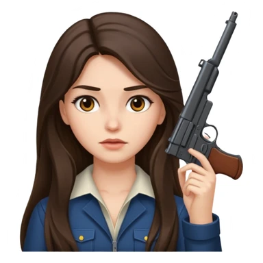 A brunette with long hair girl who is about to kill herself with a littlr gun pointed at her temple sticker