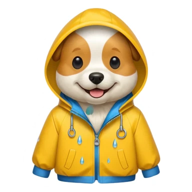 Dog wearing a rain jacket sticker