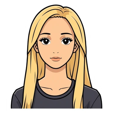 Chica media rubia, ojos negros, tez media clara, flaca y pelo largo sticker