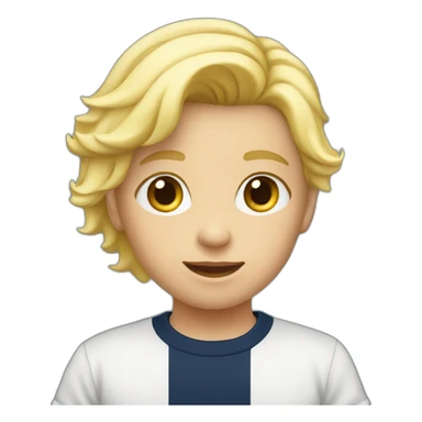 Blond child with navy blue t-shirt sticker