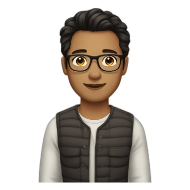 dark hair, brown eyes, light skin man with glasses with tiger print sticker