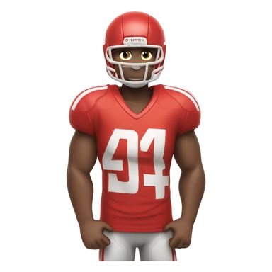 muscular football player wearing a red jersey with number 4 on it sticker