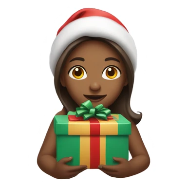 Girl with a present on Christmas  sticker