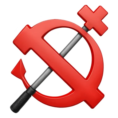 communist symbol hammer and sickle crossed out with a red cross sticker