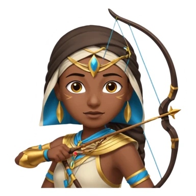 Emoji portrait of an Egyptian archer. Headcloth, bow and arrow, focused expression. sticker