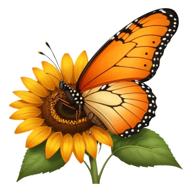 orange Butterfly on Sunflower side angle sticker