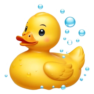 cute rubber duck toy in bath with bubbles sticker