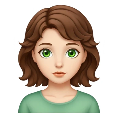 girl with fair skin, brown short wavy hair and green eyes sticker