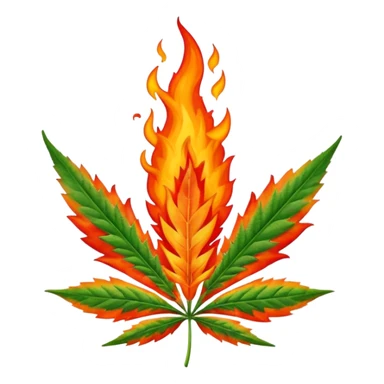 cannabis leaf engulfed in fire sticker