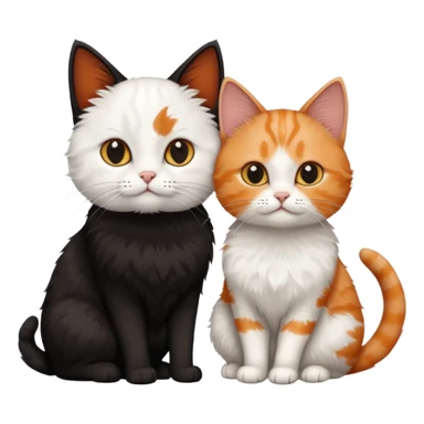 white cat and a black smaller cat and ginger short hair  sticker