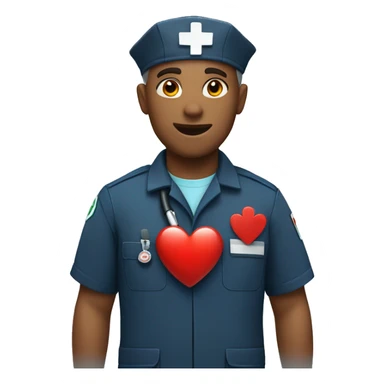 Paramedic holding a heart sticker