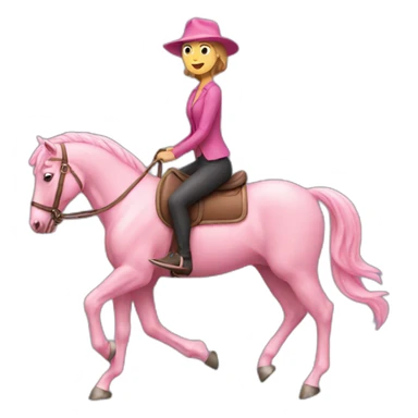 Woman riding a pink horse sticker