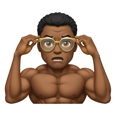 black bodybuilder with gold glasses frustrated pulling hair sticker