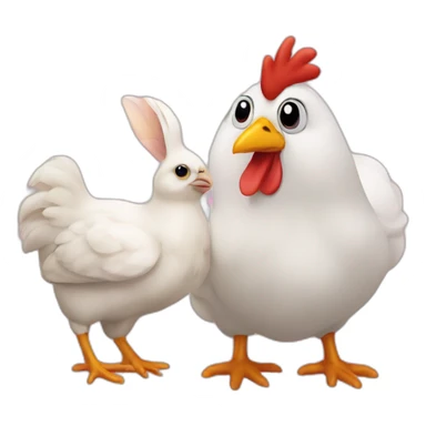 chicken body and rabbit face animal sticker