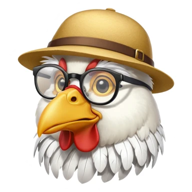 chicken wearing a hat and glasses sticker