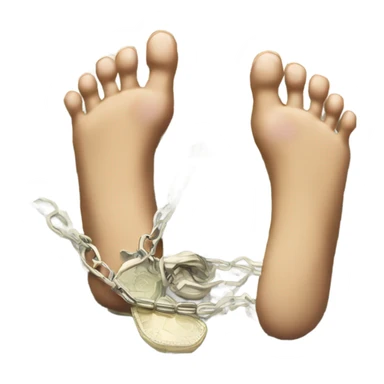 Toes on a necklace floating on cash sticker