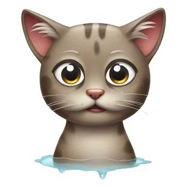 Funny wet cat looking sad sticker