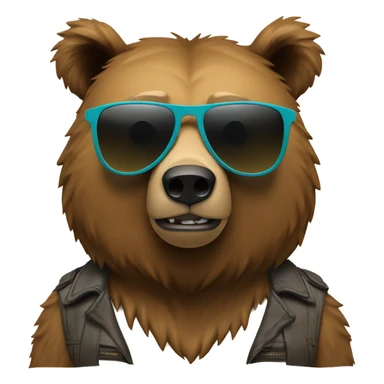 cool grizzly bear  with sunglasses hanging ten sticker