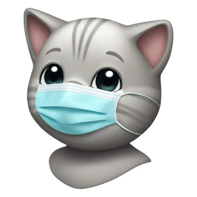 baby cat with covid mask sticker