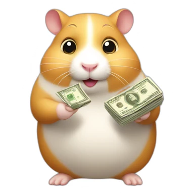 Fat hamster offering pack of money   sticker