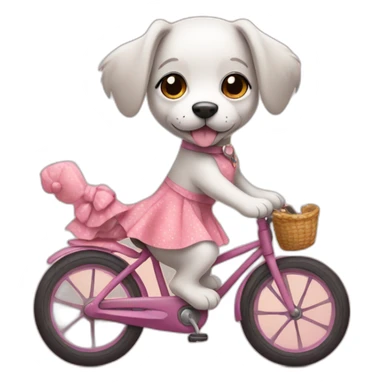 a puppy riding a  bike in a cute dress sticker