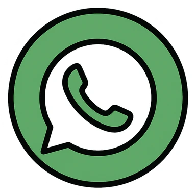 WhatsApp logo, circular shape, bold lines, green and white, simple icon sticker
