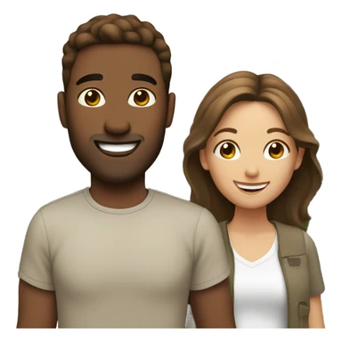 happy couple in nature man has brown hair sticker