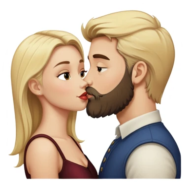 Blonde haired man with a beard, kissing, dark haired lady sticker