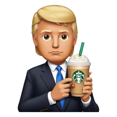 trump with stabucks drink sticker