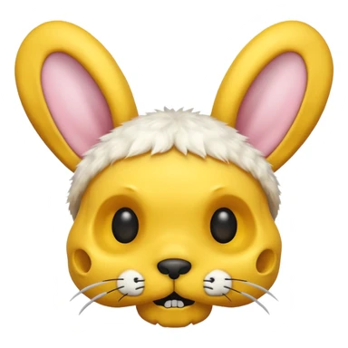 skull and bones yellow with rabbits ears kawai sticker