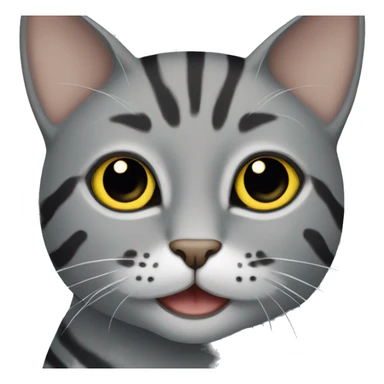 gray cat with black stripes and yellow-brown eyes sticker