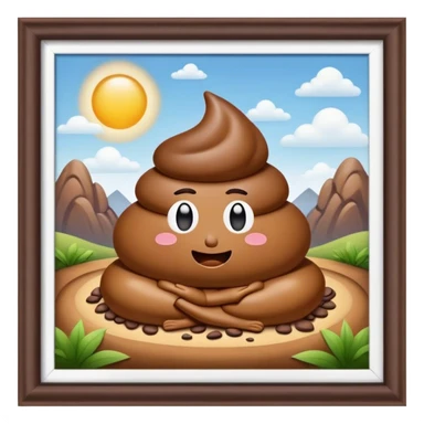 meditating poop emoji landscape  sticker