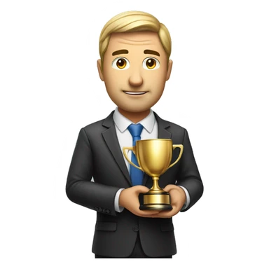 Photorealistic serious businessman with trophy in his hand sticker