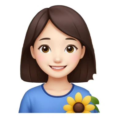 Cute korean girl background flower garden  sticker