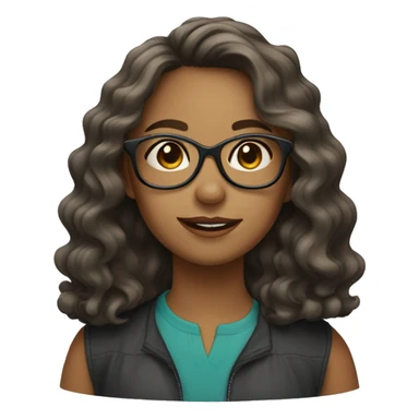 Girl with medium length wavy hair and glasses sticker