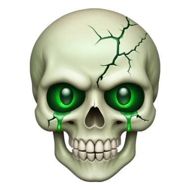 Bleeding skull with glowing green eyes and a sinister smile sticker